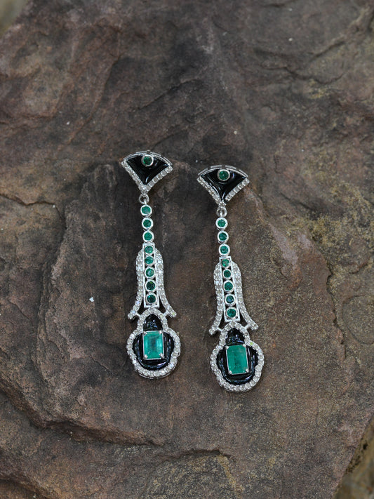 BLACK ENAMEL ART DECO EARRINGS