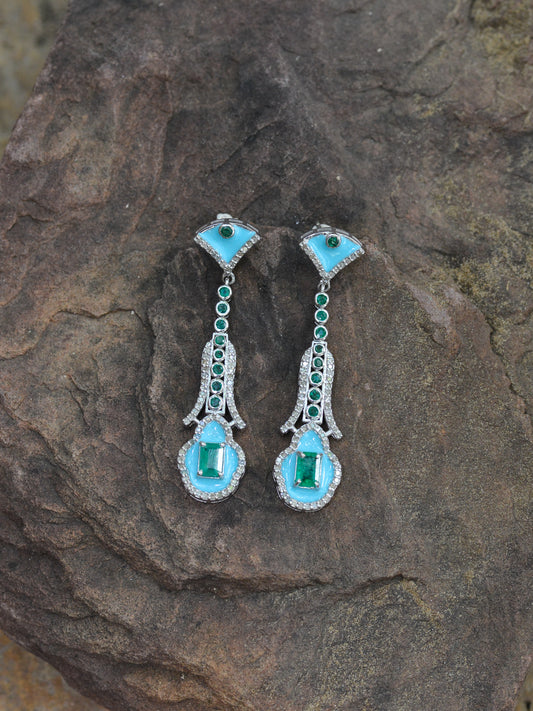 TURQUOISE ENAMEL ART DECO EARRINGS